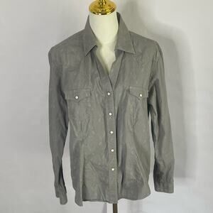 Panhandle Rough Stock Western Pearl Snap Paisley Collared Shirt Size L Cowgirl